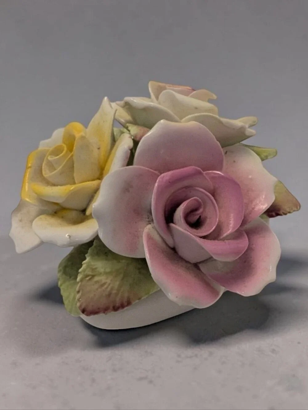VINTAGE Bone China Figurine Bouquet Royale Stratford England Pink Yellow White